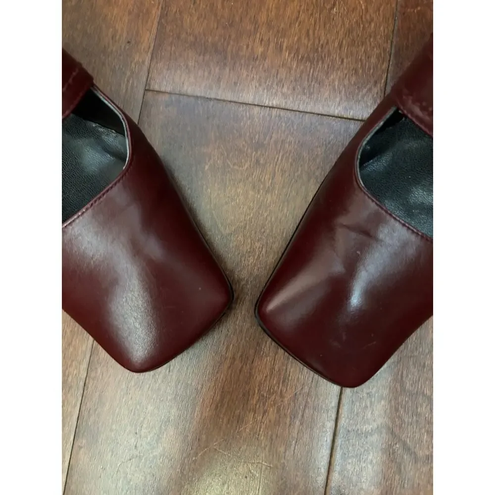 Vintage Etienne Aigner Women's Oxblood Leather Mary Jane Buckle Heels, Size 8